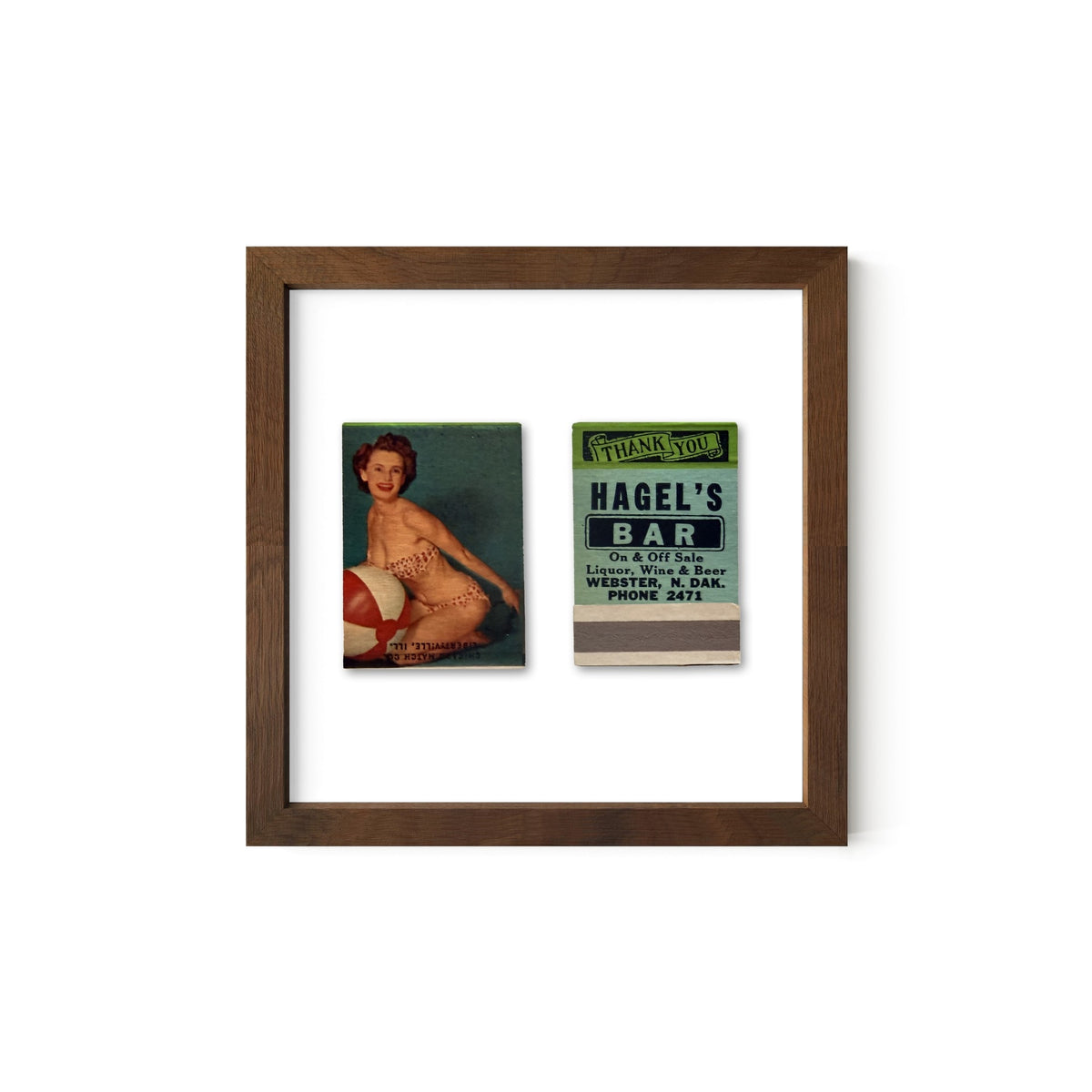 Beach Ball Beauty Vintage Pin-Up Matchbook Art Print – Front & Back