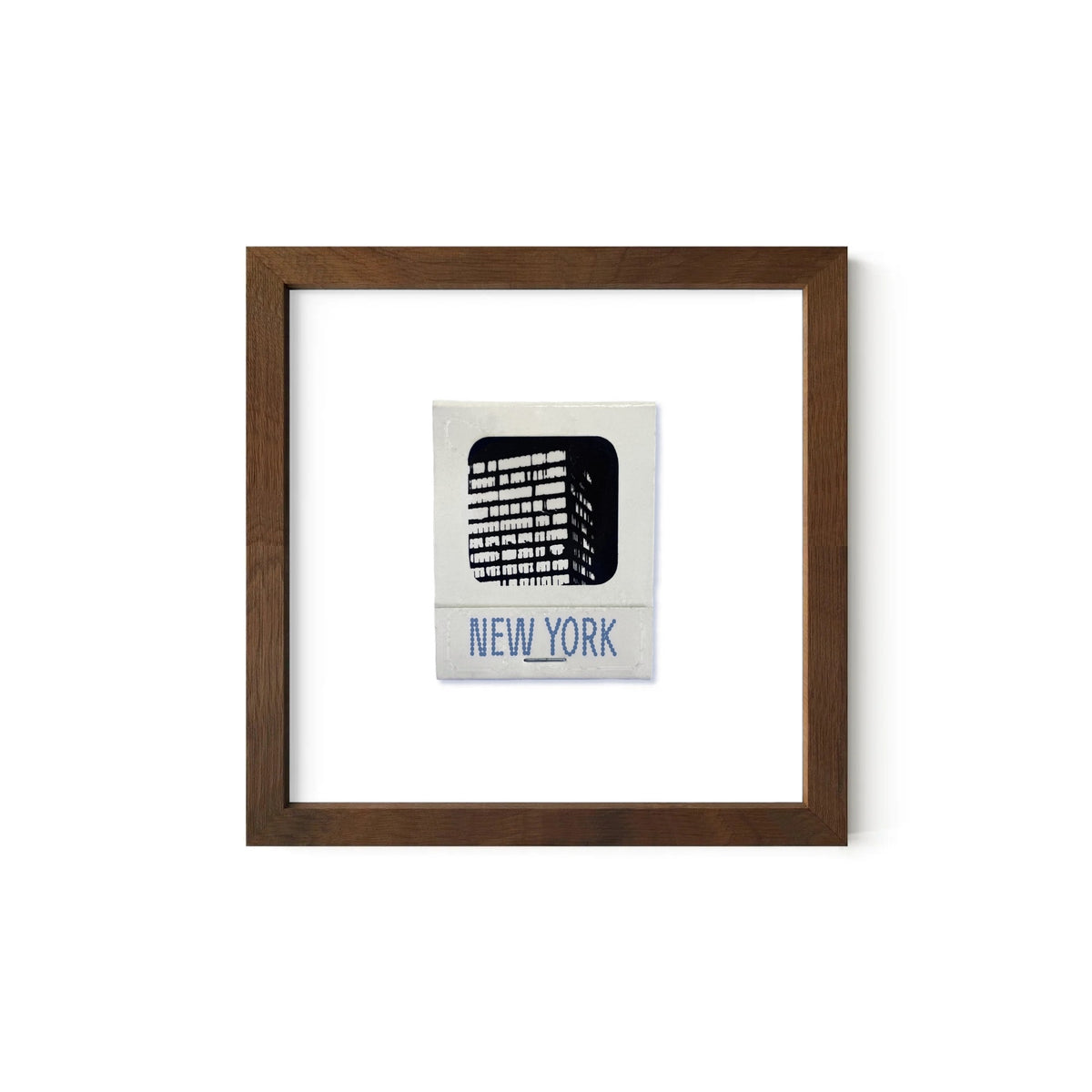 New York matchbook print, Walnut Oak frame