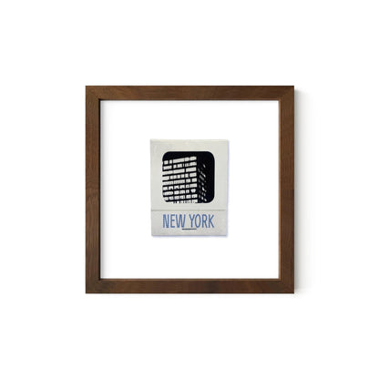 New York matchbook print, Walnut Oak frame