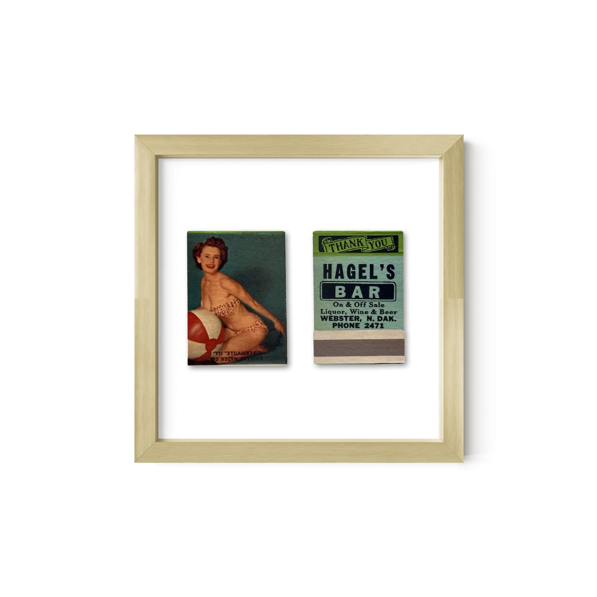 Beach Ball Beauty Vintage Pin-Up Matchbook Art Print – Front & Back