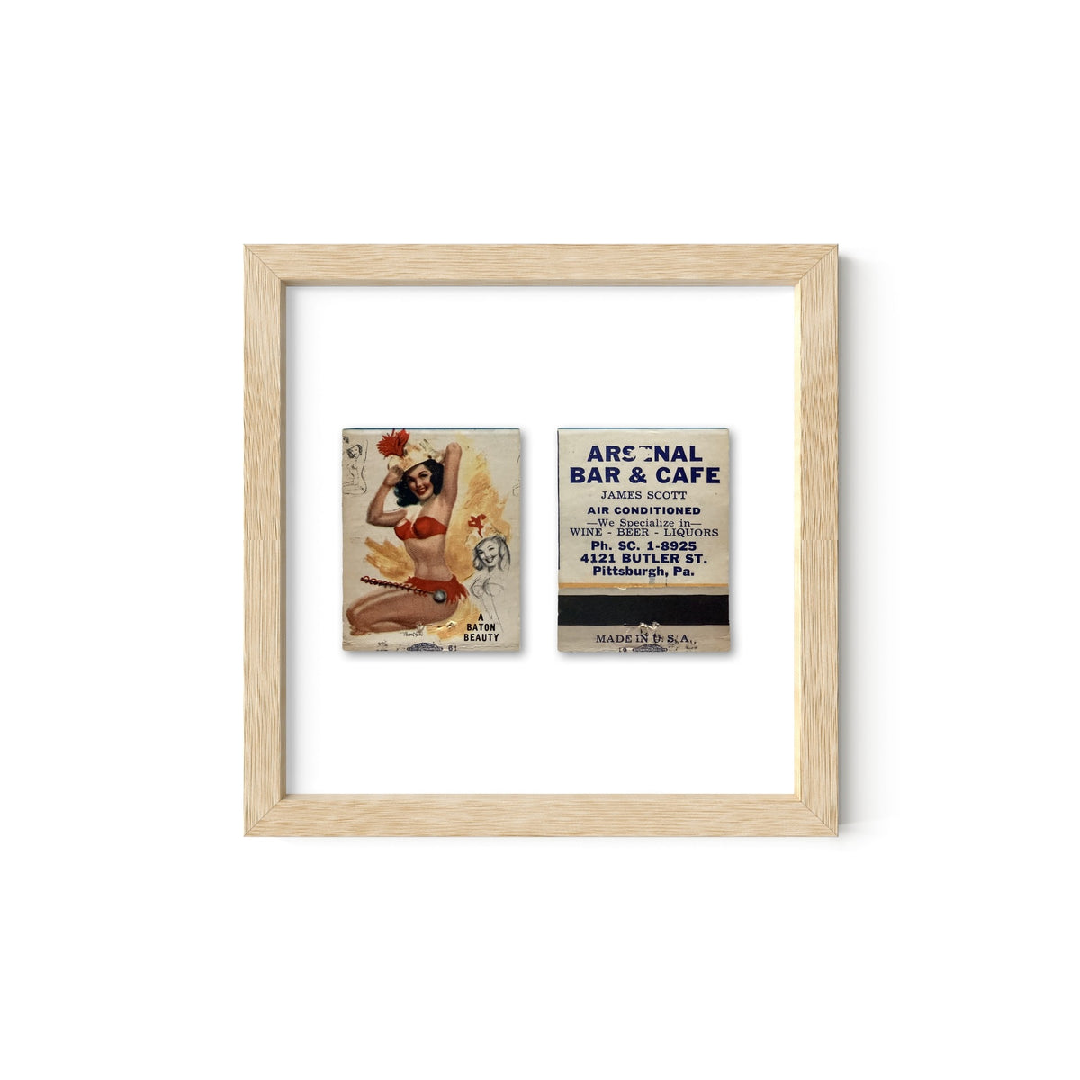 A Baton Beauty Vintage Pin-Up Matchbook Art Print – Front & Back