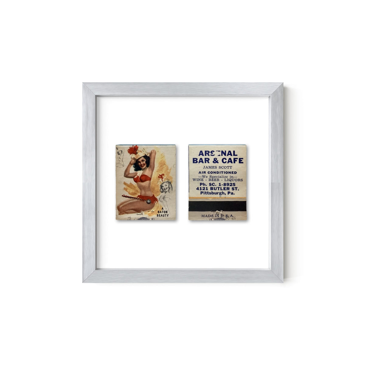 A Baton Beauty Vintage Pin-Up Matchbook Art Print – Front & Back