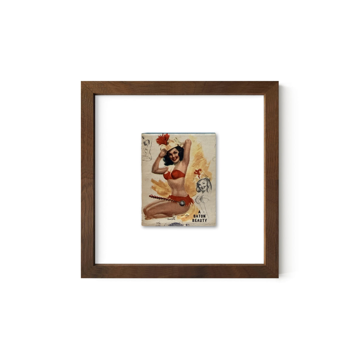 A Baton Beauty Vintage Pin-Up Matchbook Art Print – Front Only