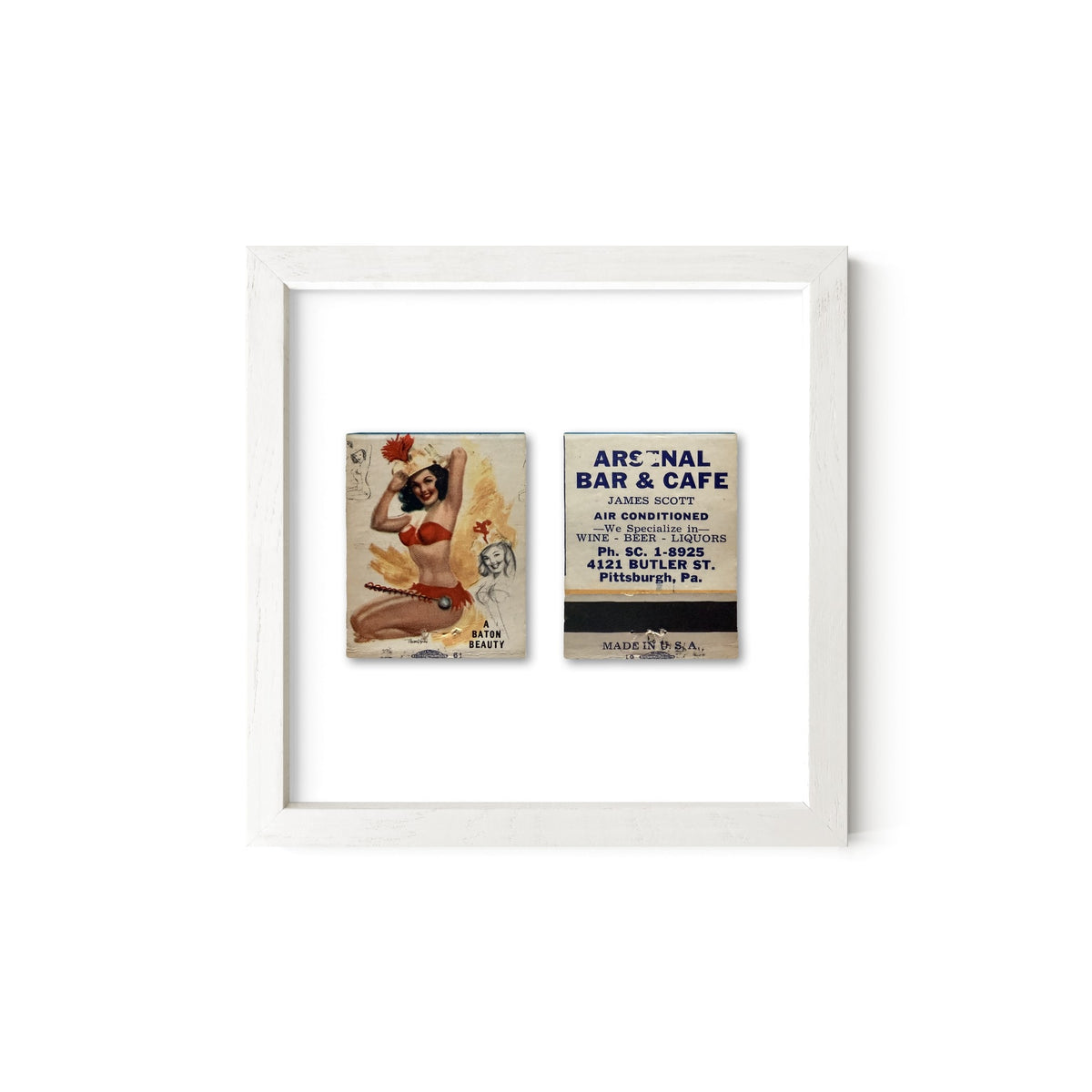 A Baton Beauty Vintage Pin-Up Matchbook Art Print – Front & Back