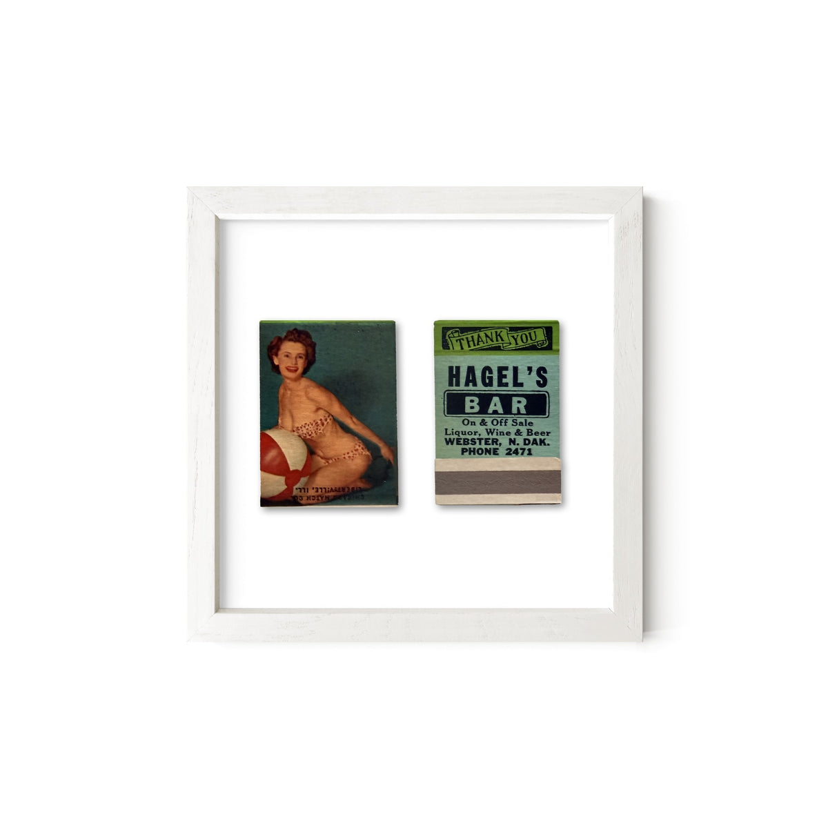 Beach Ball Beauty Vintage Pin-Up Matchbook Art Print – Front & Back