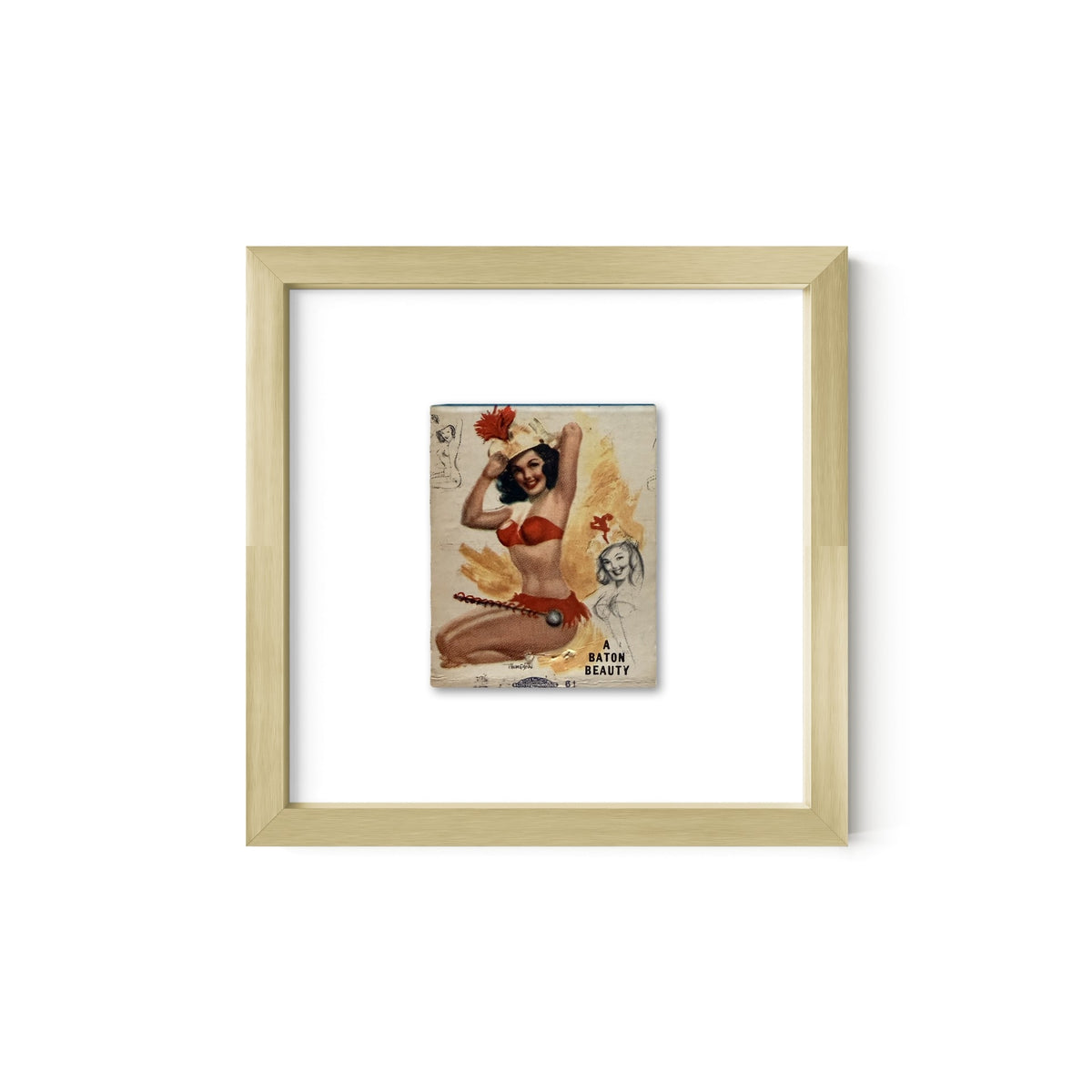 A Baton Beauty Vintage Pin-Up Matchbook Art Print – Front Only