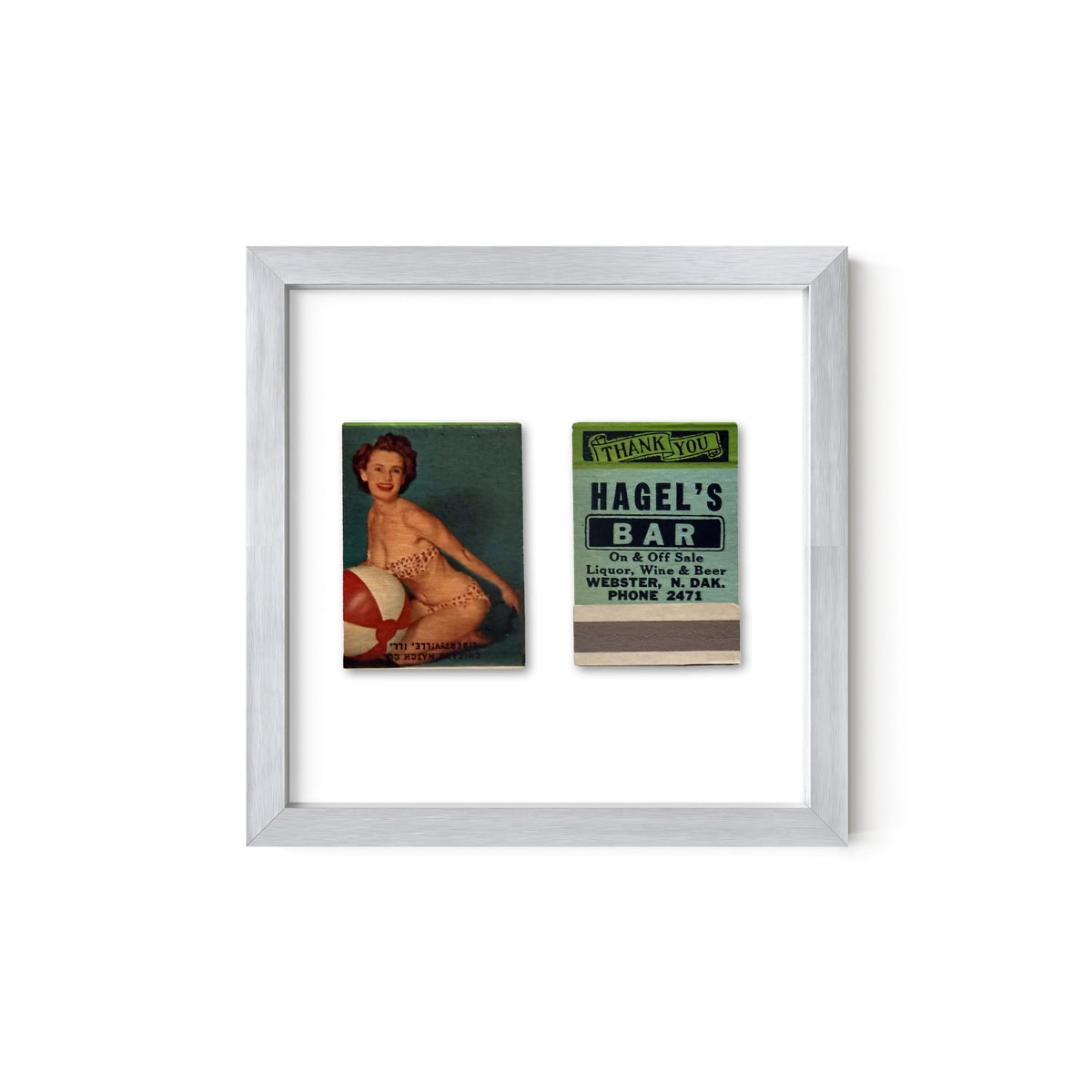 Beach Ball Beauty Vintage Pin-Up Matchbook Art Print – Front & Back