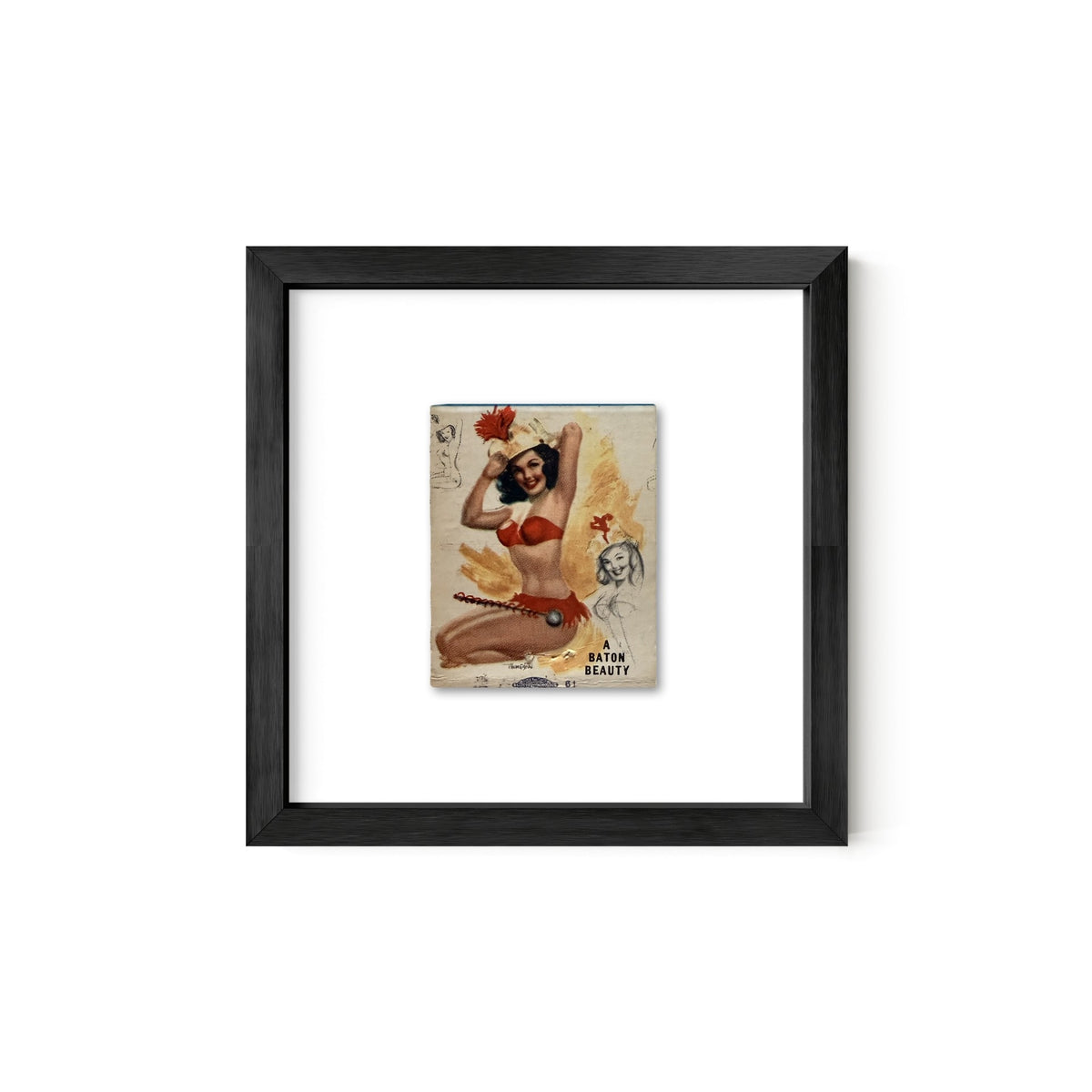 A Baton Beauty Vintage Pin-Up Matchbook Art Print – Front Only