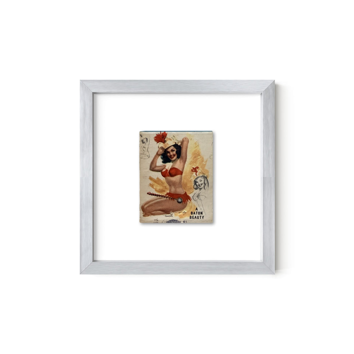 A Baton Beauty Vintage Pin-Up Matchbook Art Print – Front Only