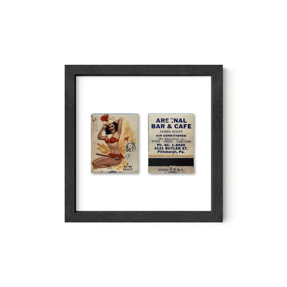 A Baton Beauty Vintage Pin-Up Matchbook Art Print – Front & Back