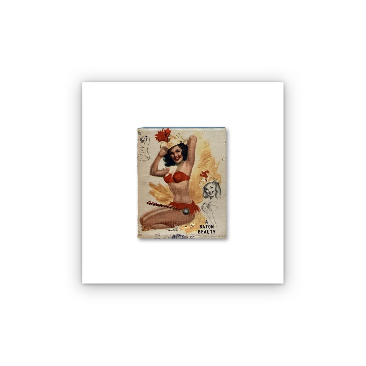 A Baton Beauty matchbook print, unframed