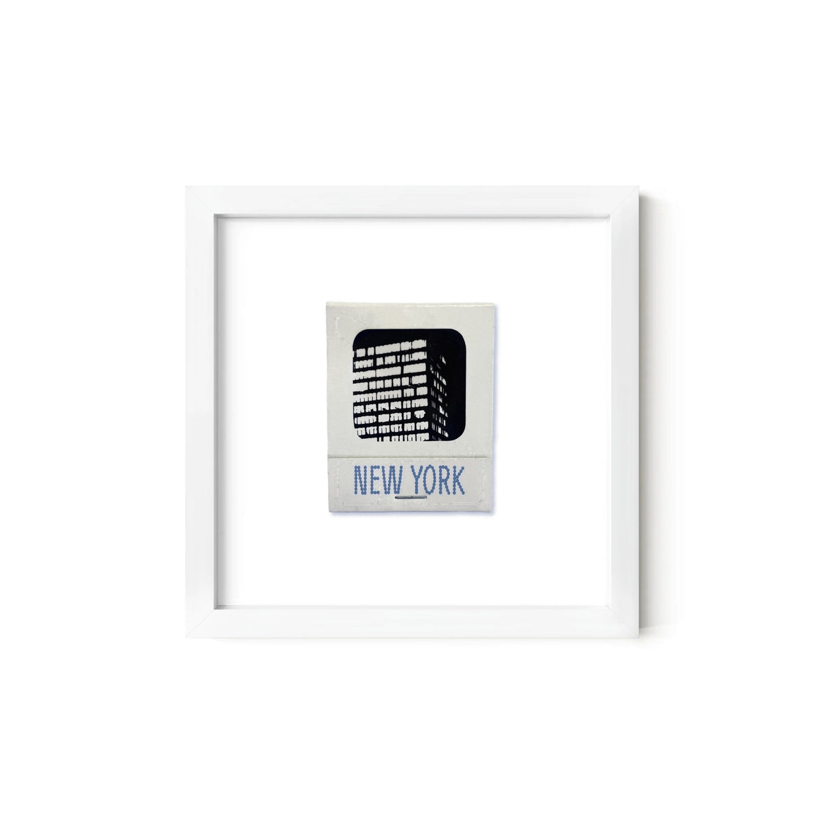 New York matchbook print, White Metal frame