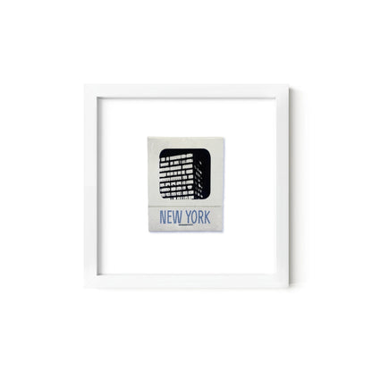 New York matchbook print, White Metal frame