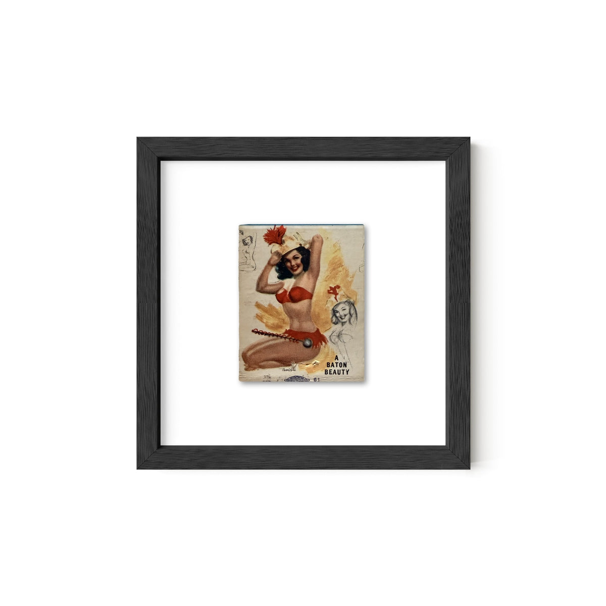 A Baton Beauty Vintage Pin-Up Matchbook Art Print – Front Only