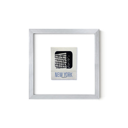 New York matchbook print, Silver Metal frame