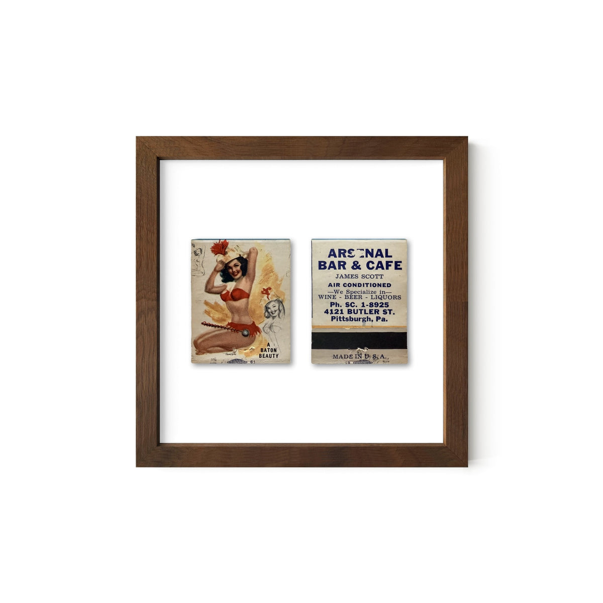 A Baton Beauty Vintage Pin-Up Matchbook Art Print – Front & Back