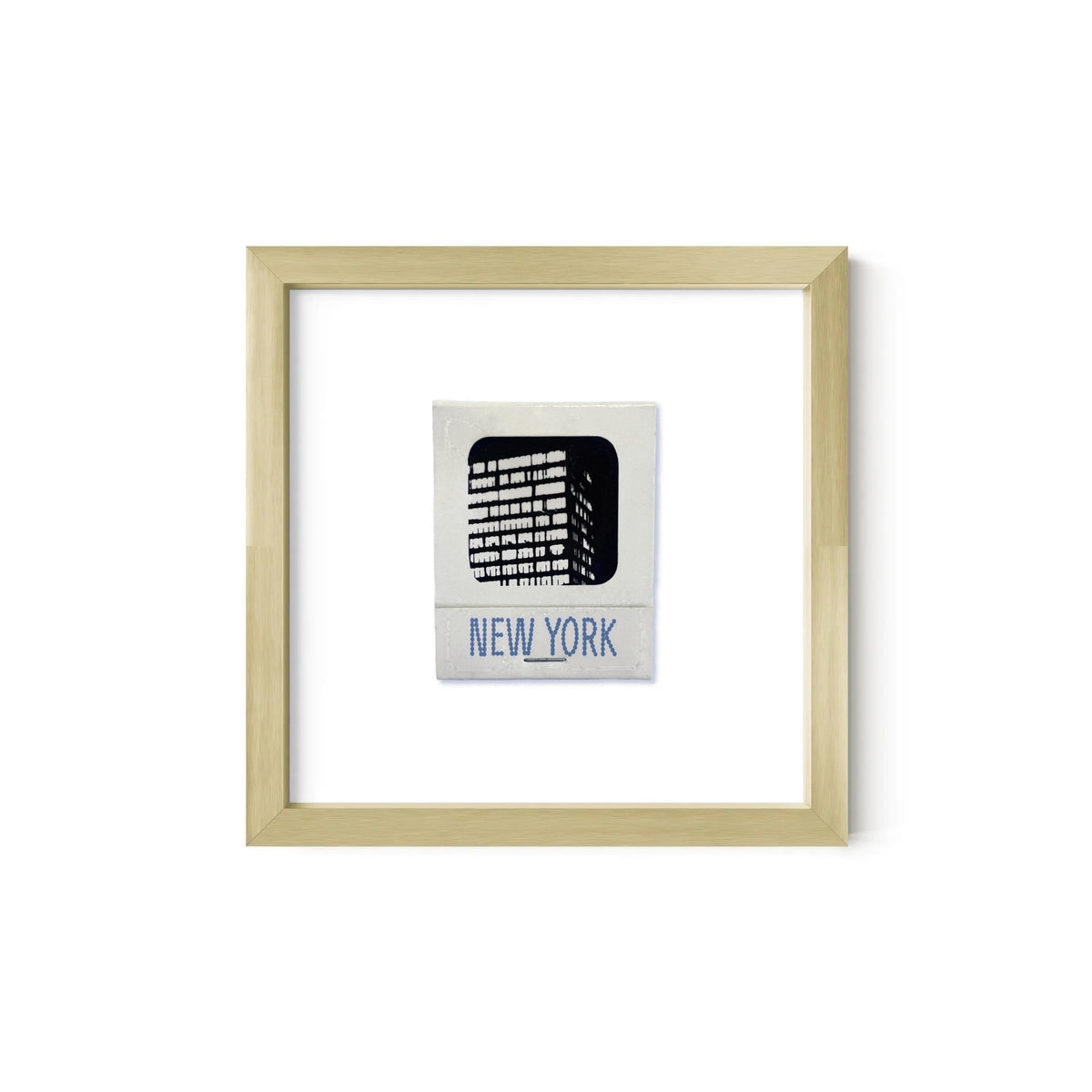 New York matchbook print, Gold Metal frame
