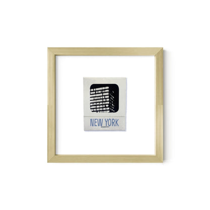 New York matchbook print, Gold Metal frame