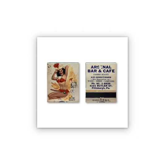A Baton Beauty matchbook print, unframed
