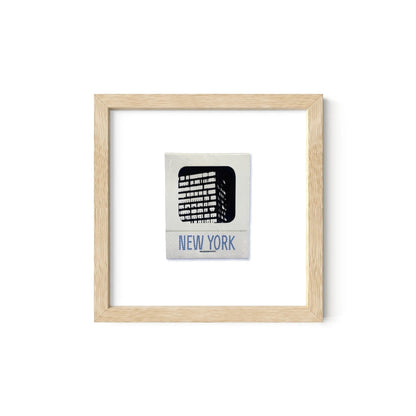 New York matchbook print, Natural Oak frame